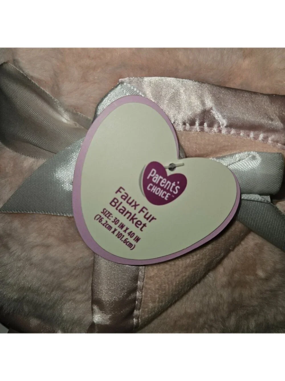 NEW Parent's Choice Pink Faux Fur Baby Blanket SOFT Fleece Satin Trim 30x40